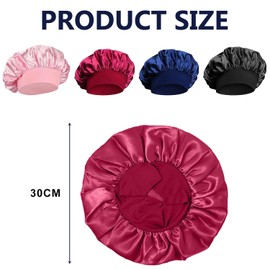4 Pcs Silk Hair Bonnet for Sleeping – Adjustable Sleep Caps for Hair Protection, Prevents Frizz and Damage, Comfortable and Breathable for Women