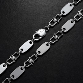 TAIPAN Plate Chain Movable Stirrup Chain Shiny Stainless Steel Chain 8.5 mm 60 / 70 cm with Jewellery Box and Cleaning Cloth, Stainless Steel