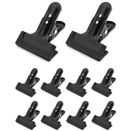 QWORK Heavy Duty Spring Clamps Clips, 10 Pcs 4-1/4" Large Black Metal Hinge Clip File Clamps for Photo Studio Backdrops Backgrounds Woodworking, Provides Immediate Holding Power, 10-Pack
