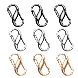 COMNICO Zipper Lock Clips, 9 PCS Alloy Double Opening Theft Deterrent Zipper Pull Replacement, Broken Zipper Fix Repair Slider Backpack Carabiner Clip, Gunmetal Gold Silver