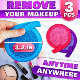 2 in 1 Face Scrub Pad Washable Scrubber - 3 Reusable Makeup Removers Microfiber for Eyes Lips and Neck Exfoliation Mother's Day Gift for Women / 2 in 1 페이스 스크럽 패드 워셔블 스크러버 - 재사용 가능한 메이크업 리무버 3개 눈 입술 및 목 각질 제거용 극세사 여성을 위한 어머니의 날 선물
