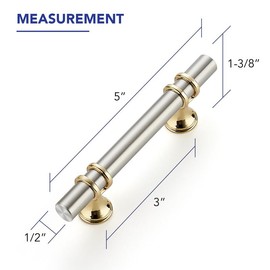 Ravinte Hardware 5 Pack 5 Inch Brushed Nickel&Gold Cabinet Pulls Handles Kitchen Cabinet Handles Drawer Pulls Kitchen Cabinet Hardware Dresser Cupboard Handles Drawer Dresser Drawer Pulls 3 Inch CC