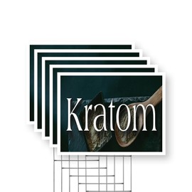 Kratom Yard Sign 5 Pack of 18 Inch x 24 Inch Single Sided Weatherproof Heavy-Duty Plastic with Stake | Herbal Wellness, Alternative Health, Customer-Ready Signage | Made in USA