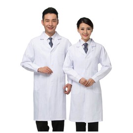 MAKFORT White Coat Lab Coats for Men Lab Dress White Food Coat Doctor Coat Doctor Uniform, V-Neck,L