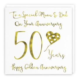 Hunts England - Mum And Dad - Parents 50th Anniversary Card - To A Special Mum & Dad On Your Anniversary - 50 Years - Happy Golden Anniversary - Milano Collection