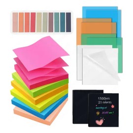 1200 Hojas Notas Adhesivas Neon Tipo Post-it 7.6x7.6cm Block                                                                                          
