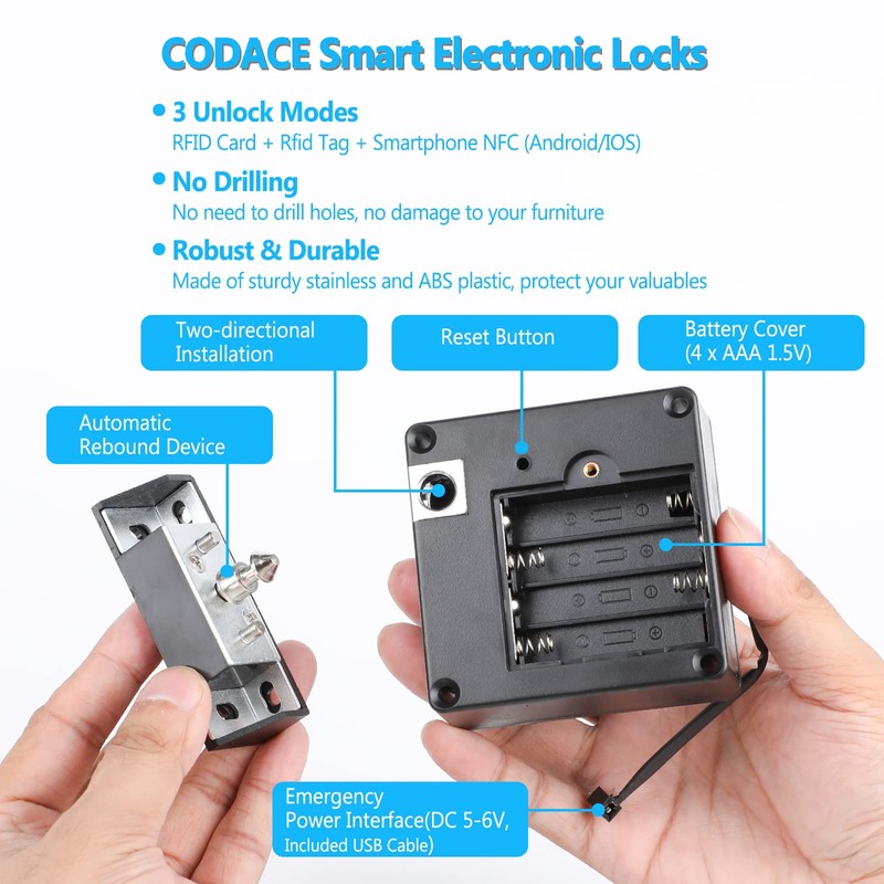 Hidden RFID Cabinet Lock, Smart NFC Electronic Locks with Slide