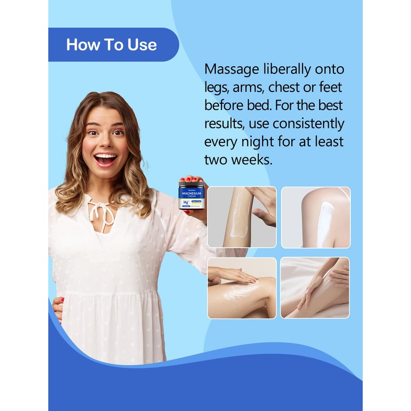 Natural Topical Magnesium Cream for Sleep,Nighttime Magnesium Lotion for Pain