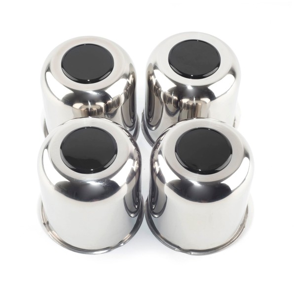 RTrhinotuning Stainless Steels 4.25in Chrome Trailer Wheel Center Caps Black