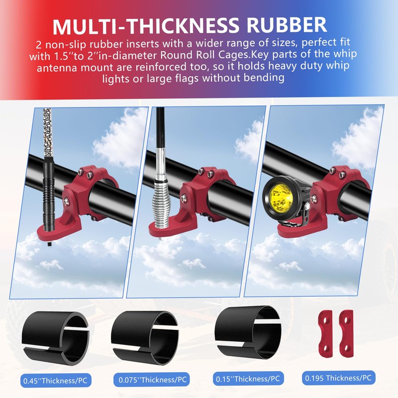 Chelhead UTV Flag Antenna Mount for 1.5 to 1.75, 1.75