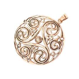Windalf Large Celtic Irish Silver Amulet Danu Diameter 4.9 cm Scandinavian Jewellery Triskele Nordic Life Spirals Bohemian Bronze, Fabric, No Gemstone