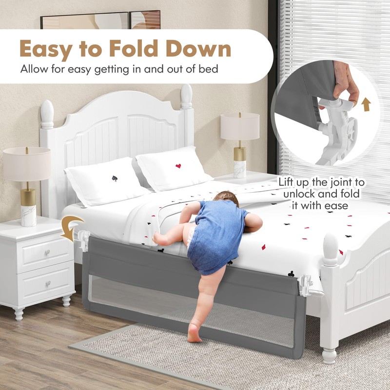 BABY JOY Bed Rails for Toddlers, 71'' Extra Long, Swing