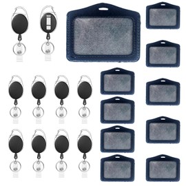 10 Stück Schlüsselanhänger Ausziehbar mit 10x Schwarzer Kartenhalter, Verstellbare Schlüsselband für Ausweishalter, Schlüsselband Ausziehbar für Karten, Hotelkey, Ausweis, Kartenhülle
