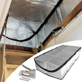 Vefhby Attic Door Insulation Cover, 25" x 54" x 11" Thick Attic Stairs Insulation Cover with Easy Zipper, Energy Saving Attic Hatch Ladder for Pull Down Tent Stair, Fireproof Attic Cover