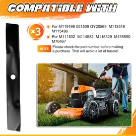 ILONPA (3 Medium Lift Mower Blade for Scotts M115496 John Deere GY20569 M113518 M115496 M76467 M115329 M135590 325 335 345 355D 425 445 455 F725 G100 LX288 GT245 with 54" Decks, Black