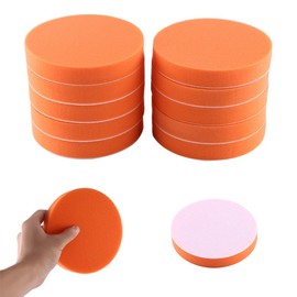 Qiilu 10Pcs 6 inch 150mm Sponge Polishing Pads Sponge Polishing Buffing Waxing Pad Kit Tool For Car Polisher Buffer Buffing Polishing Pads Backing Plate Compound Orange