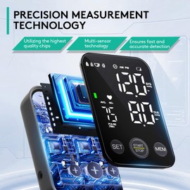 Oklar Blood Pressure Monitor Upper Arm Monitors for Home Use BP Machine Sphygmomanometer with 2x120 Reading Memory Adjustable Arm Cuff 8.7"-15.7" Large Display with LED Background Light Storage Bag