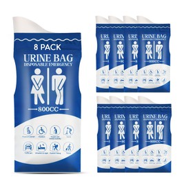Disposable Urine Bag, Pee Bags for Travel for Women/Men, 800ML Emergency Portable Urinal Bag and Vomit Bags, Unisex Urinal Bag for Camping, Traffic Jams, Pregnant, Patient, Kids(8Pcs)
