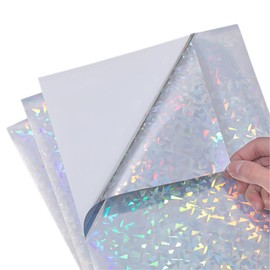 JUSTVEL Hologram Sheet, Hologram Stickers, Transparent, A4, 20 Sheets, Glittering with Light, Inkjet, Laser Craft, DIY (Diamond)