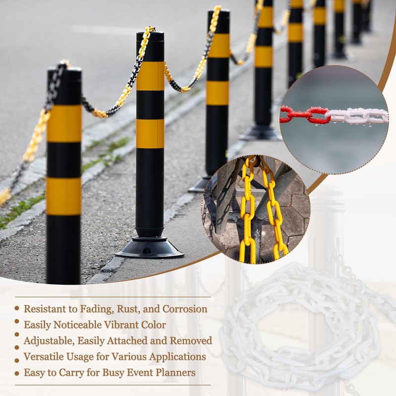 sourcing map Plastic Chain 10 FT/3.1 M, Safety Chain White