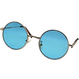 Eyewear TY-3519 Round Circle Round Fashionable Sunglasses Round Glasses Retro Classical Vintage Musician Artist Model, blue