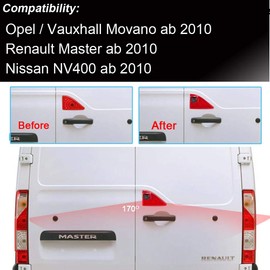 Transporter Van Brake Light Rear View Backup Camera Parking Aid Waterproof HD Night Vision Reversing Camera Replacement for Renault Master ab 2010/Nissan NV400 ab 2010/Opel Vauxhall Movano ab 2010