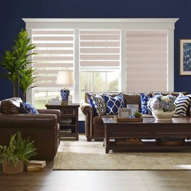 Pumkust Custom Size Zebra Blinds Cordless for Windows, Blackout(85%) Dual Layer Zebra Roller Shades Sliding Glass Door Horizontal, Privacy Light Control Day and Night for Home, Office Bedroom Beige