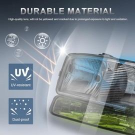 KUIPERAUTO Headlight Assembly Front Lamp Compatible with 1999-2006 GMC Sierra 1500 2500, Compatible with 2000-2006 GMC Yukon Head lamp with Chrome Housing/Smoked Lens/Clear Corner W/Bulb