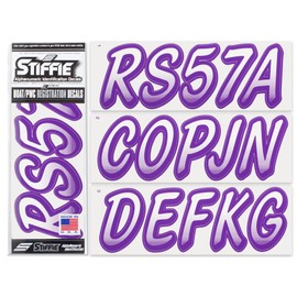 Stiffie STIFFIE Whipline White/Purple 3" Boat & PWC Registration Decals ? Numbers Letters Stickers