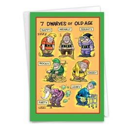 NobleWorks Funny Birthday Greeting Card with 5 x 7 Inch Envelope (1 Card) Bday Old Age Dwarves C4729BDG-UA