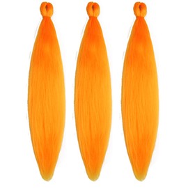 BALINGHAIR Braiding Hair Pre-Stretched Kanekalon High Temperature Synthetic Fiber Braid Hair 28 Inches (Orange, 28 Inch (Pack of 3))