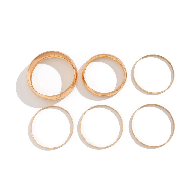 ALEXTINA 6Pcs Chunky Gold Bracelets Set for Women Glossy Gold