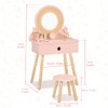 OOOK Kids Vanity Table and Chair Set, Pink Girls Vanity