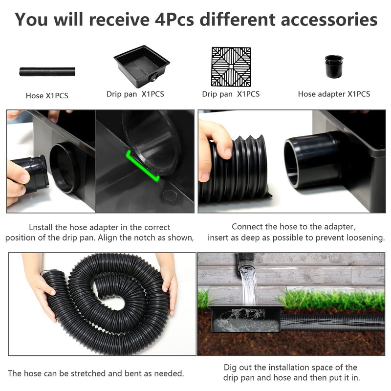 Non-digging collection basin downpipe extension set, PVC gutters, drain connection