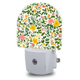 FOISIIAEA Night Light, Spring Flowers Night Lights Plug into Wall Dusk to Dawn Sensor Round Nightlight for Women Men Energy Efficient Led Lamp 0.5W for Stairway Hallway Bedroom