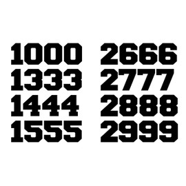 Premium Stickers Sports Number Stickers Decals 1.5'' Helmet Number for Hockey, Baseball, Football, Lacrosse, Rugby and More (Black)