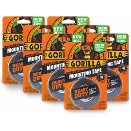 Gorilla Heavy Duty Double Sided Mounting Tape, 1" x 60", Black, (Pack of 7)