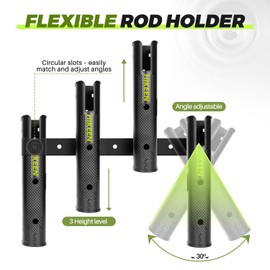 Hikeen Adjustable Fishing Rod Holder, 4 Tube Fishing Pole Holders Wall-Mounted Rod Rack for Boat Kayak Golf Cart Garage Crate Cooler Wagon RV