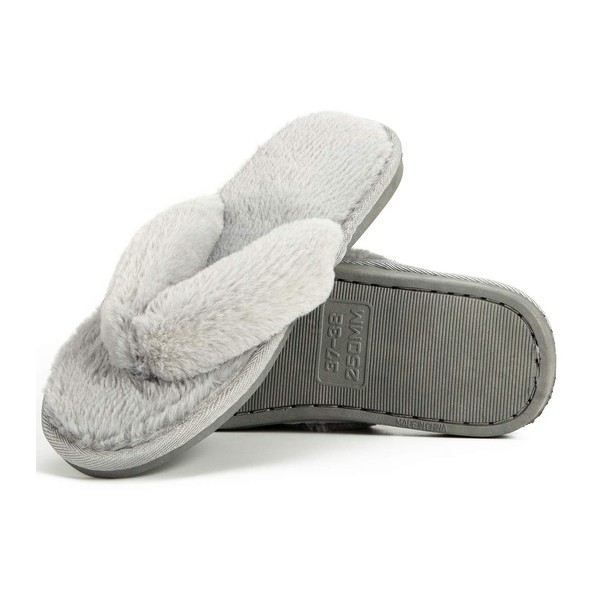 KOLCY Slippers, Room Shoes, Thong Included, Cotton, Fluffy, Sandal Slippers, Antibacterial, Odor Resistant, Indoor Shoes, Stylish, Slippers, Quiet, Footwear, Women's, Anti-Slip, Zori Lightweight, gray