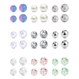 AceFun 14G / 16G Stainless Steel Replacement Balls, Piercing Balls for Lip Piercing, Labret Earrings, Septum Rings, 3 mm / 5 mm, Silver / Black / Gold / Rose Gold Pack of 24-60, Metal Acrylic,