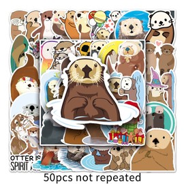 Otter Stickers 50Pcs Waterproof Cute Animal Stickers for Skateboard Luggage Water Bottle Laptop Scrapbook Bike Phone Car Computer,Vinyl Cartoon Otter Stickers for Teens Kids