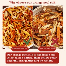 Shengmingxi Dried Tangerine Peel Dried 7.05oz/200g Orange Peel Orange peel strips Citrus Peel Chen Pi Si Herbal Tea Chinese 橘皮 橘皮茶 陈皮丝 陳皮丝