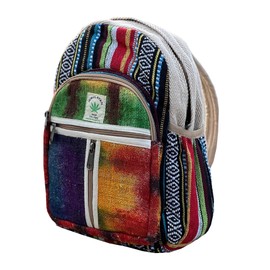KayJayStyles Handmade Natural Hemp Nepal Backpack Purse Small Lightweight Daypack (Tie Dye)