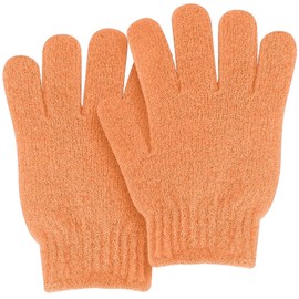 MOLOPPO Bath Glove 2 PCS Use Loofah Sponge Exfoliating Body Scrubber Deep Cleansing Removes Dead Skin for Both Women and Men（Orange）