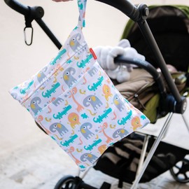 HOMYBABY® Waterproof Fabric Bags (Pack of 2) - Wetbag Nursery - Wetbag Cloth Nappies - Wet Bag Nursery - Laundry Bag Children's Cards, Set A, Garment bag