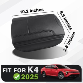 Muslogy Center Console Armrest Cover Compatible with Kia K4 2024-2025 Comfort Armrest Pad Arm Rest Cushion Vegan Leather Protector 1-Inch Extra Thick