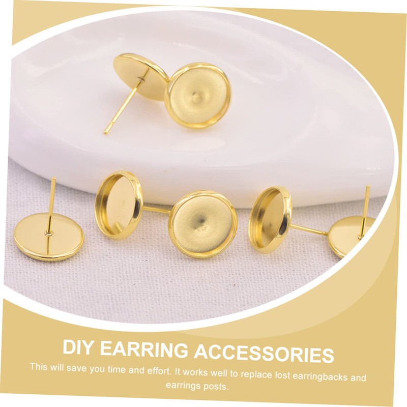 TEHAUX 150 Sets Earring Backs for Studs Gold Earring Bezel