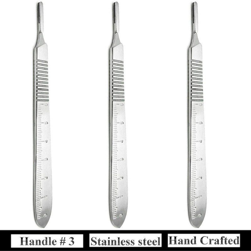 3 Pcs Stainless Steel Scalpel Handle No #3 Cutting Tool