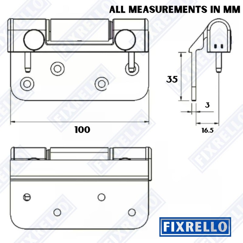 Fixrello Composite Door Hinge White | 1 x 3D Adjustable