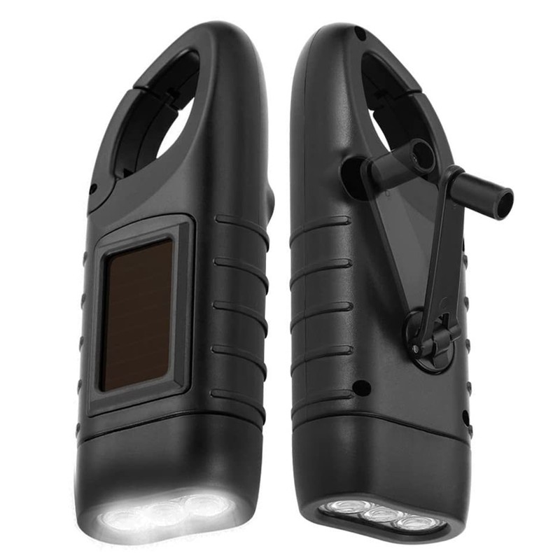 LED Portable Flashlight Multifunction Solar Charging Manual Power Generation Torch